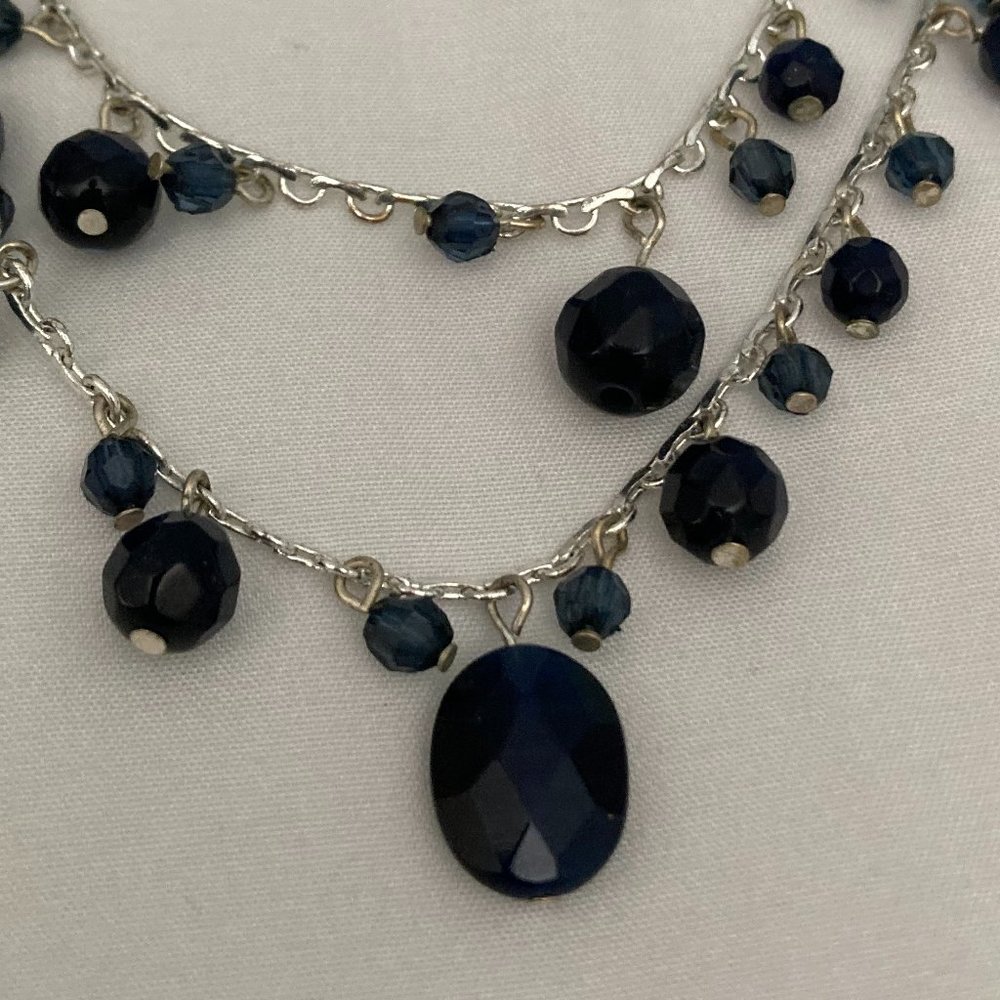 Navy blue beaded 2 tier necklace  - New York and Co